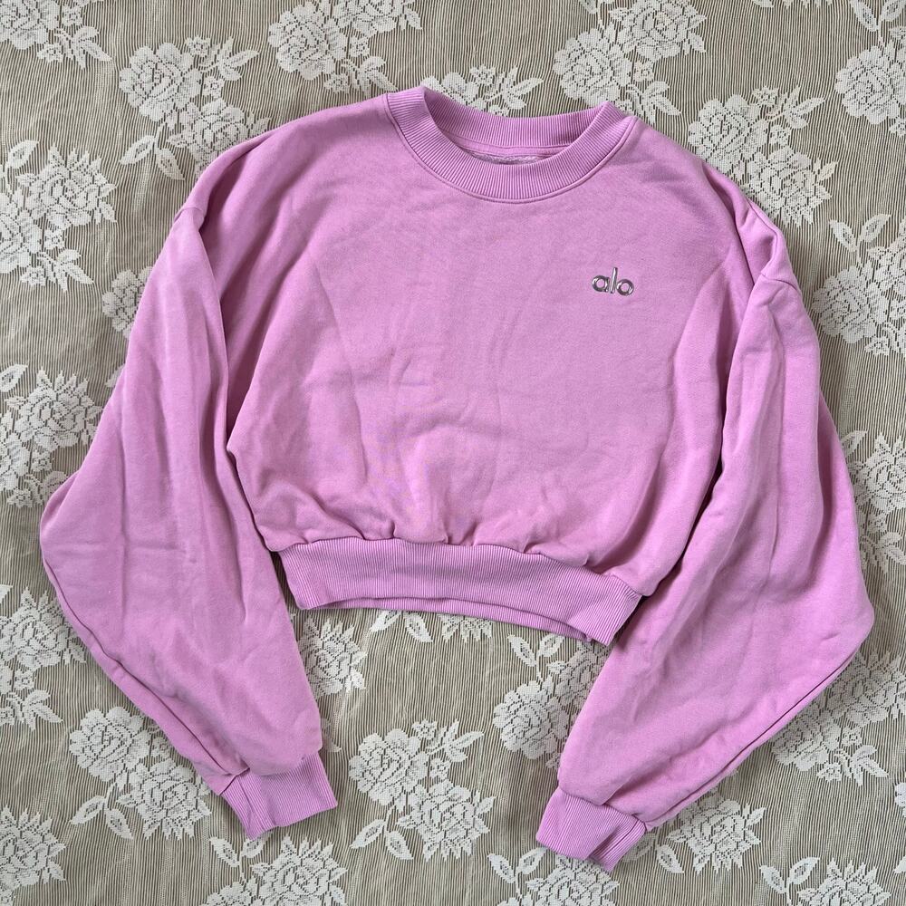 Alo Yoga Pink Cropped Oversized Sweatshirt XS/S